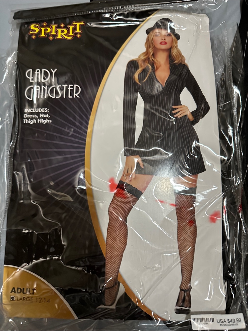 Spirit Lady Gangster Women's Pinstripe Dress Costume - Black